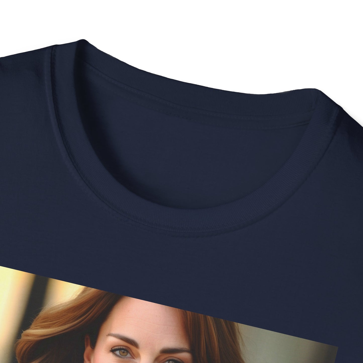 "Kate Middleton inspired T-shirt featuring soft brushstrokes and a sophisticated color palette, celebrating the elegance and grace of royalty. Perfect for channeling Kate's timeless style and unwavering commitment. Embrace your inner strength and compassion with this captivating tee. A Royal Tapestry: The Grace and Legacy of Kate Middleton."