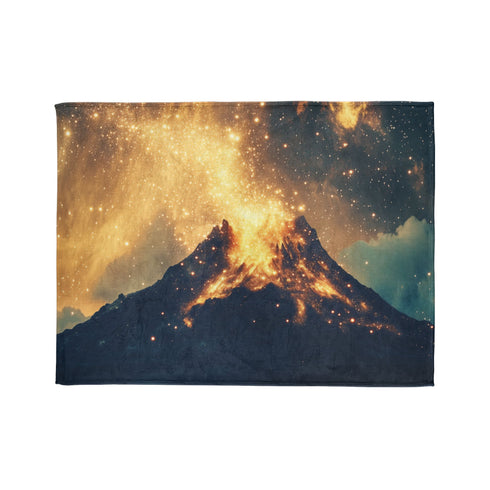 Inverted Volcano Raining Stardust — Plush Fleece Throw Blanket — 300 GSM Plush Coral Fleece Texture Close-Up