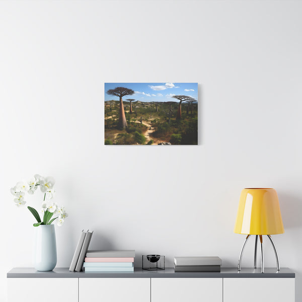 Madagascar Baobab Avenue & Tropical Wilderness — Canvas Wall Art — Living Room Wall Lifestyle View
