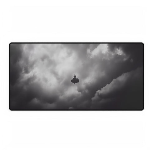 Lighthouse Floating Above Storm — XL & XXL Desk Mat — Full Top-Down Artwork View