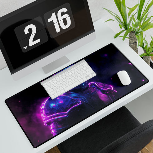 Cyberpunk Neon Armor Knight Sci-Fi Gaming XXL Extended Desk Mat - View 4 | Prints With Passion
