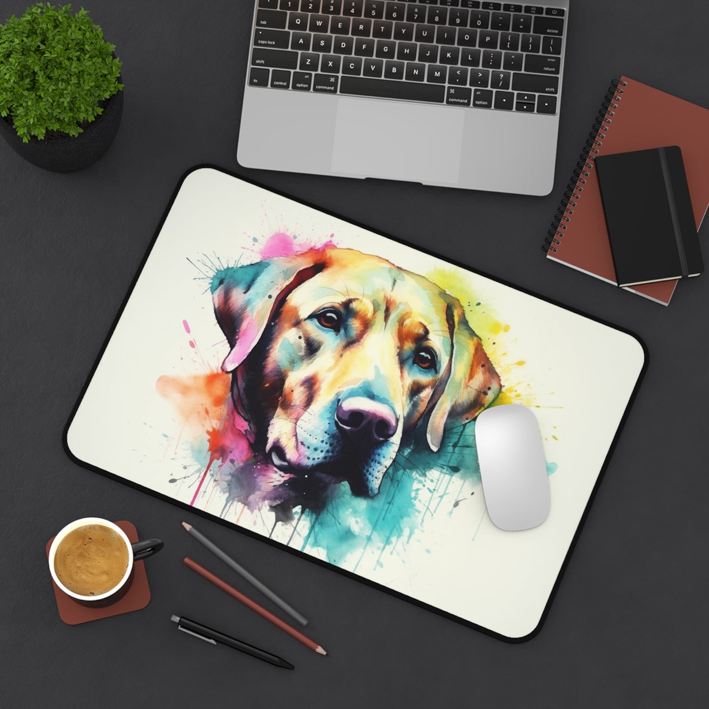 Labrador Pup Desk Mat - Cute and protective mat for workspace with playful pups.