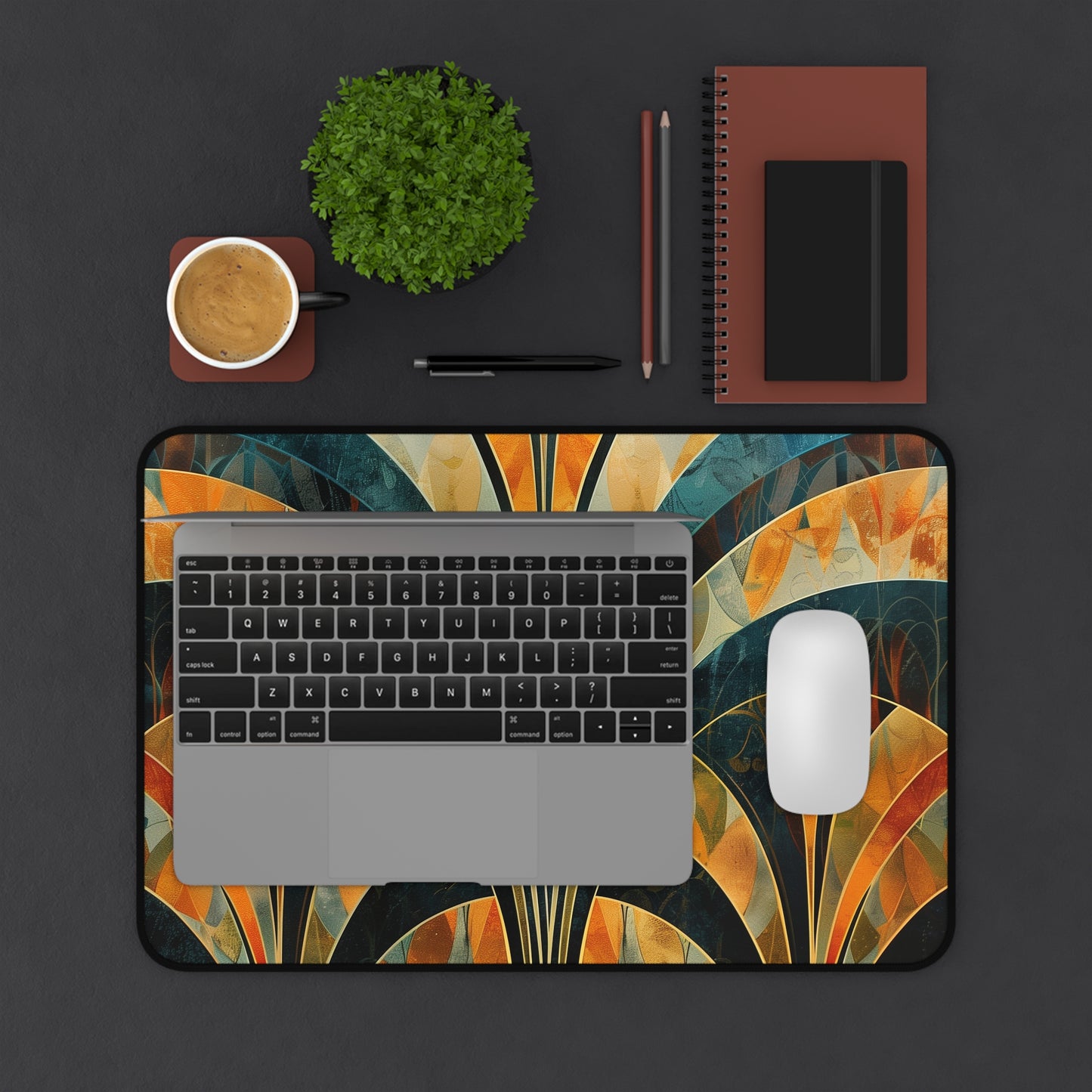 "Art Deco Desk Mat Collection - elevate workspace with intricate patterns for creativity and productivity"