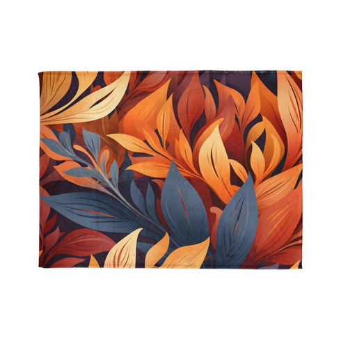 Autumn Foliage & Wildflowers Botanical Plush Fleece Throw Blanket - View 3 | Prints With Passion