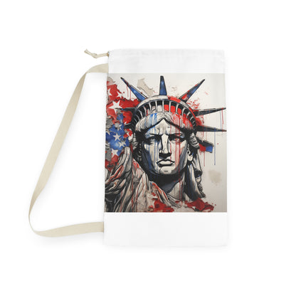 "Color Splash American Flag Laundry Bag - Patriotic laundry accessory with unique design"