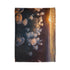Sunset Canyon with Floating Bioluminescent Jellyfish — Plush Fleece Throw Blanket — Folded Plush Blanket Detail