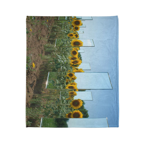Sunflower Field with Floating Mirrors — Plush Fleece Throw Blanket — Product Detail View 7