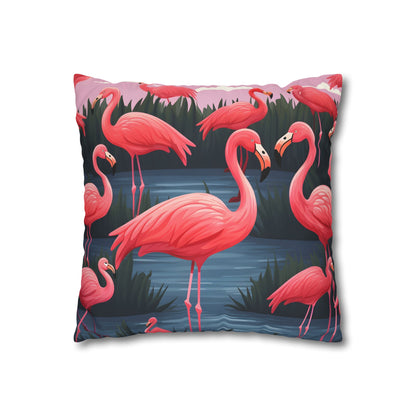 Flamingo Paradise Pillowcase - Tropical whimsy for your bedroom decor, high-quality and stylish design perfect for all seasons. Ideal gift option.