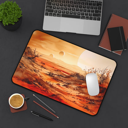 "Desert Oasis Desk Mat - Add nature's beauty to your workspace with this stunning landscape design, boost productivity"