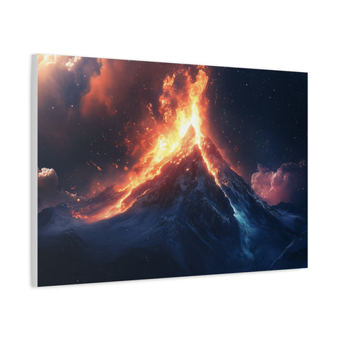 Waterfall of Fire from Mountain in Space Stretched Canvas Wall Art