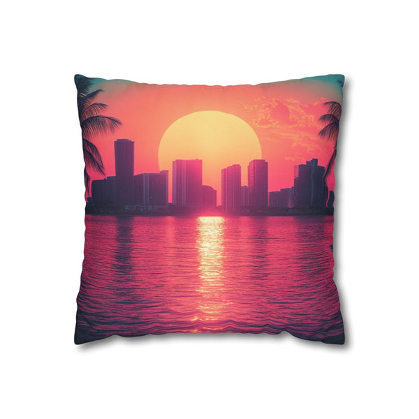 80s Style Miami Sunset Poster — Double-Sided Cushion Cover — Front Double-Sided Cushion View