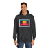 80s Retro Miami Neon Sunset — Heavyweight Graphic Hoodie — Model Streetwear Fit View