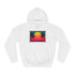 80s Retro Miami Neon Sunset — Heavyweight Graphic Hoodie — Brushed-Fleece Hood & Pouch Pocket Detail