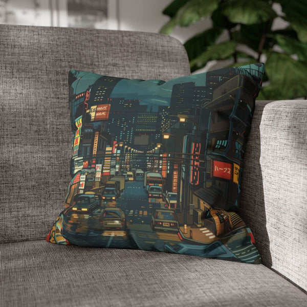 80s Video Game Pixels — Faux Suede Cushion Cover — Sofa & Living Room Lifestyle View