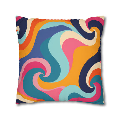 "Vibrant Retro Waves pillowcase set with bold colors for stylish bedding decor"