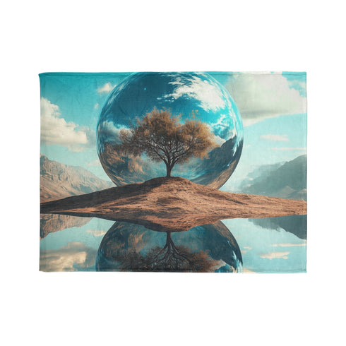 Mirror Planet Reflecting Earths Dreams Plush Fleece Throw Blanket