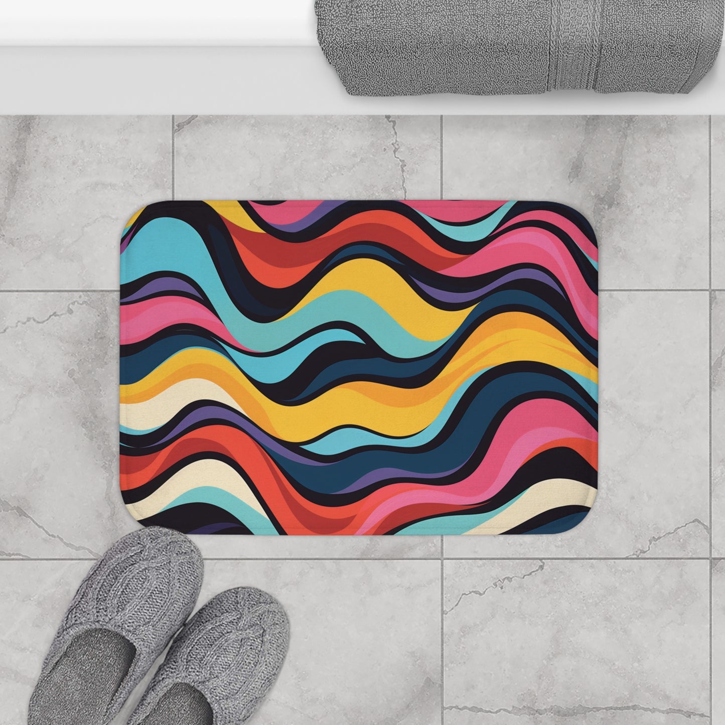 Retro Waves Pattern Bath Mat