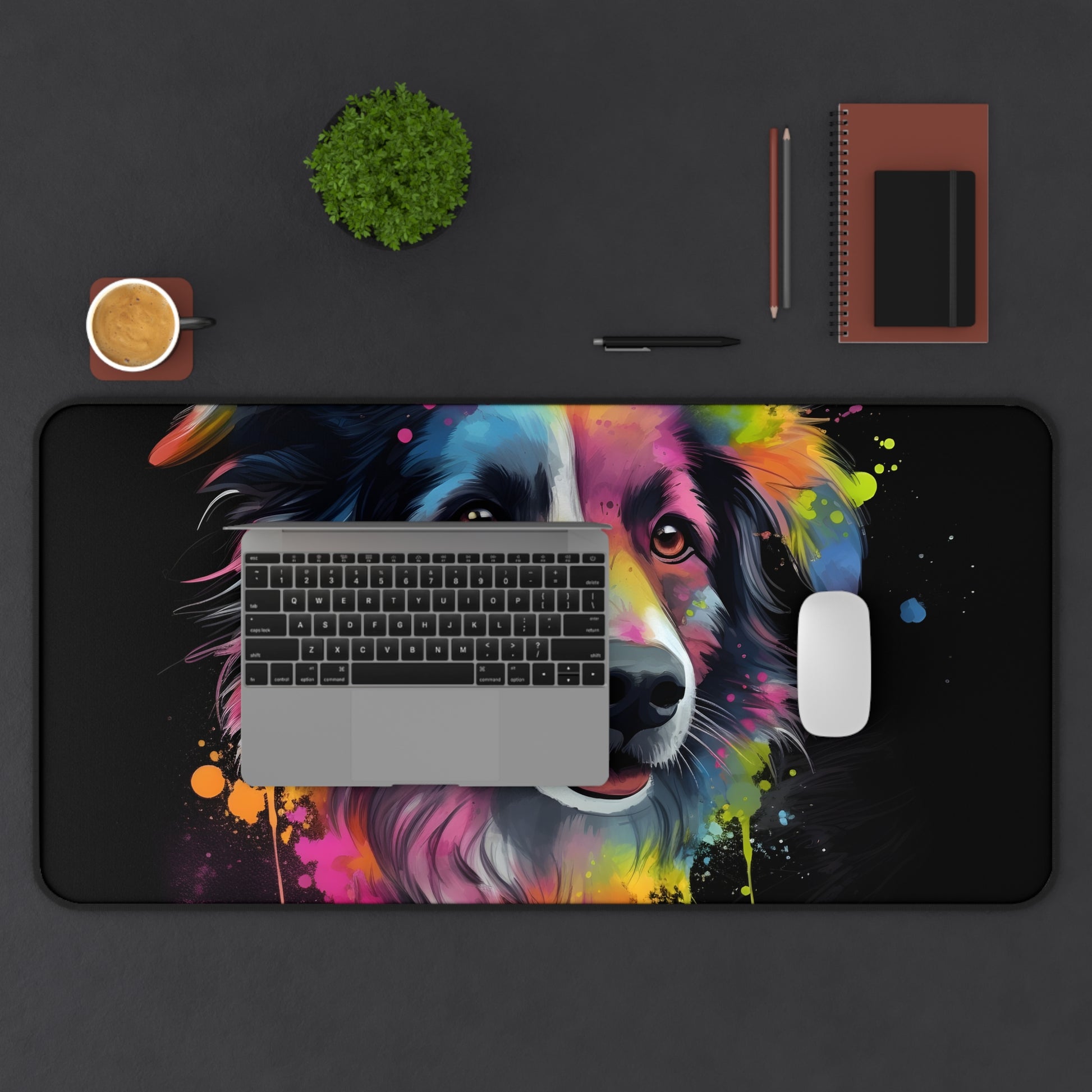 "Cute Collie Desk Mat - Add Whimsical Charm to Your Workspace with Adorable Dog Print - Protect Desk with Personality"