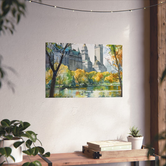 Discover the vibrant tapestry of Central Park with our watercolor posters