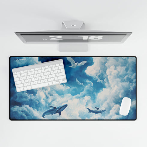 Sky Whales Grazing on Clouds — XL & XXL Desk Mat — Product Detail View 5