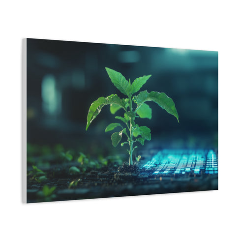 Plant Growing from a Digital Screen — Canvas Wall Art — Product Detail View 6