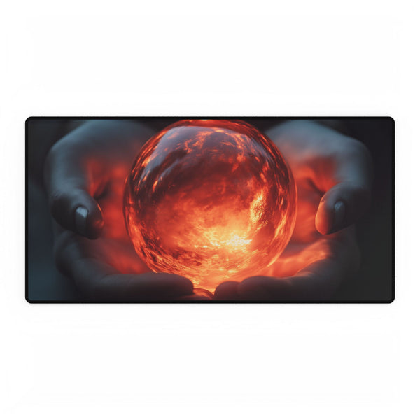 Orb of Memories Glowing in Hands — XL & XXL Desk Mat — Full Top-Down Artwork View