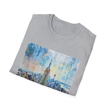 New York City's Soaring Dream: The Empire State Building Watercolor T-shirt