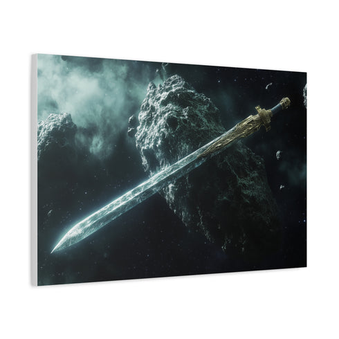 Epic Sword Embedded in Asteroid — Canvas Wall Art — Product Detail View 6