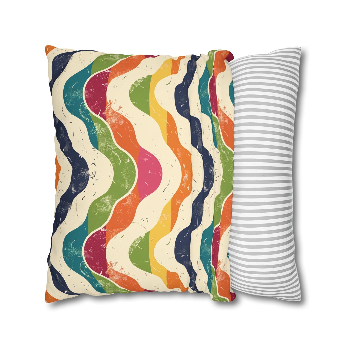 "Vibrant Retro Waves Pillow Case - Add retro flair to bedroom decor with bold seamless pattern design"