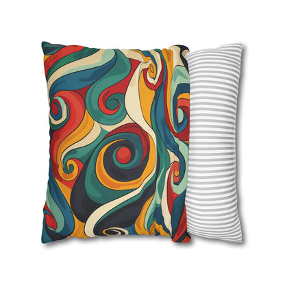 "Vintage Vibes Pillowcase: Retro Waves seamless pattern in vibrant colors for chic bedroom décor"