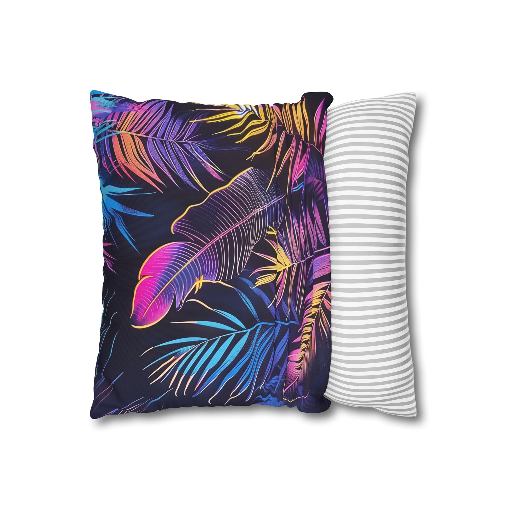 "Vibrant Neon Palms Pillowcase - Tropical design, high-quality material, perfect for all seasons. Makes a great gift! Shop now."