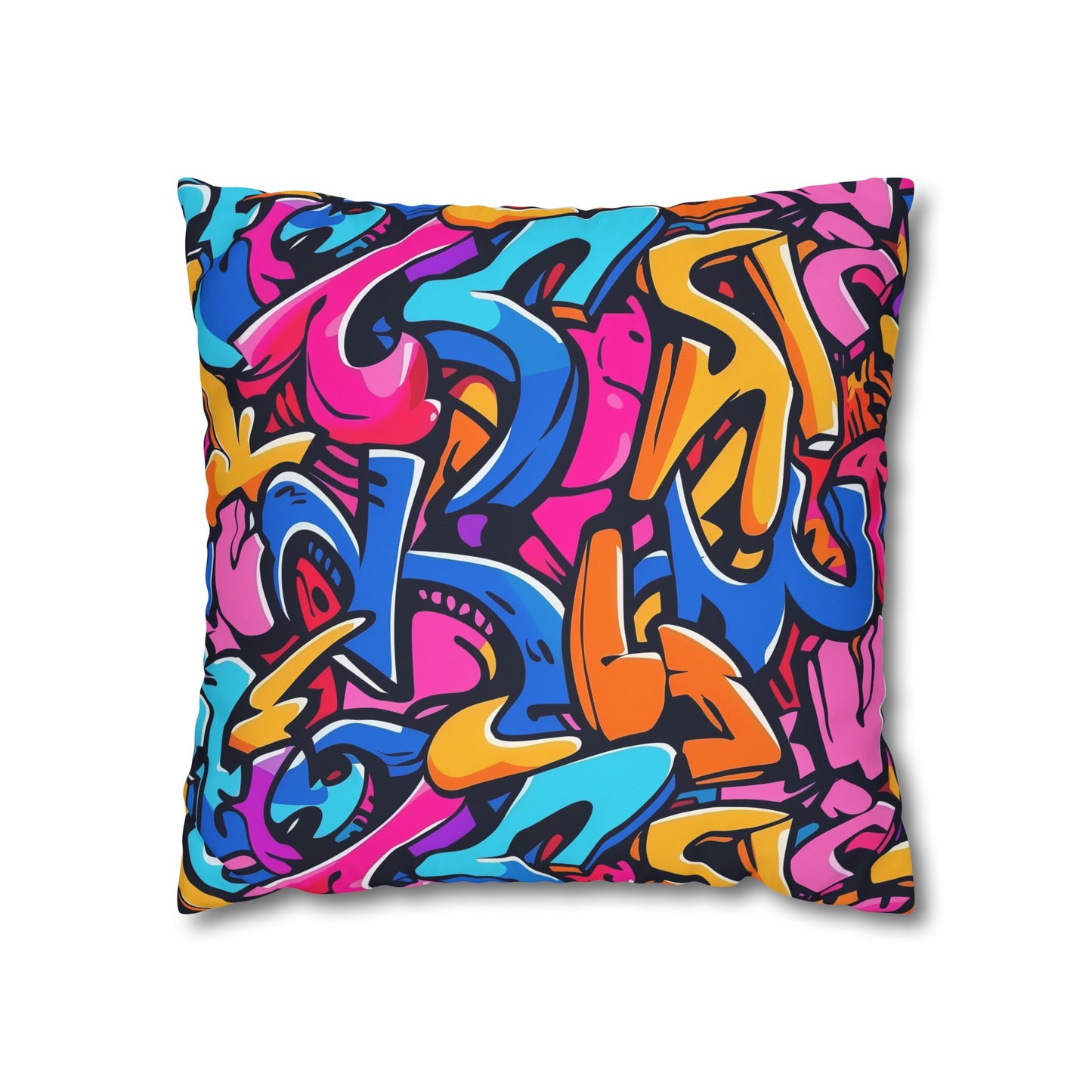 "Neon Urban Graffiti Pillowcase - Edgy and vibrant seamless pattern in bright neon colors adds personality to your bedroom decor"