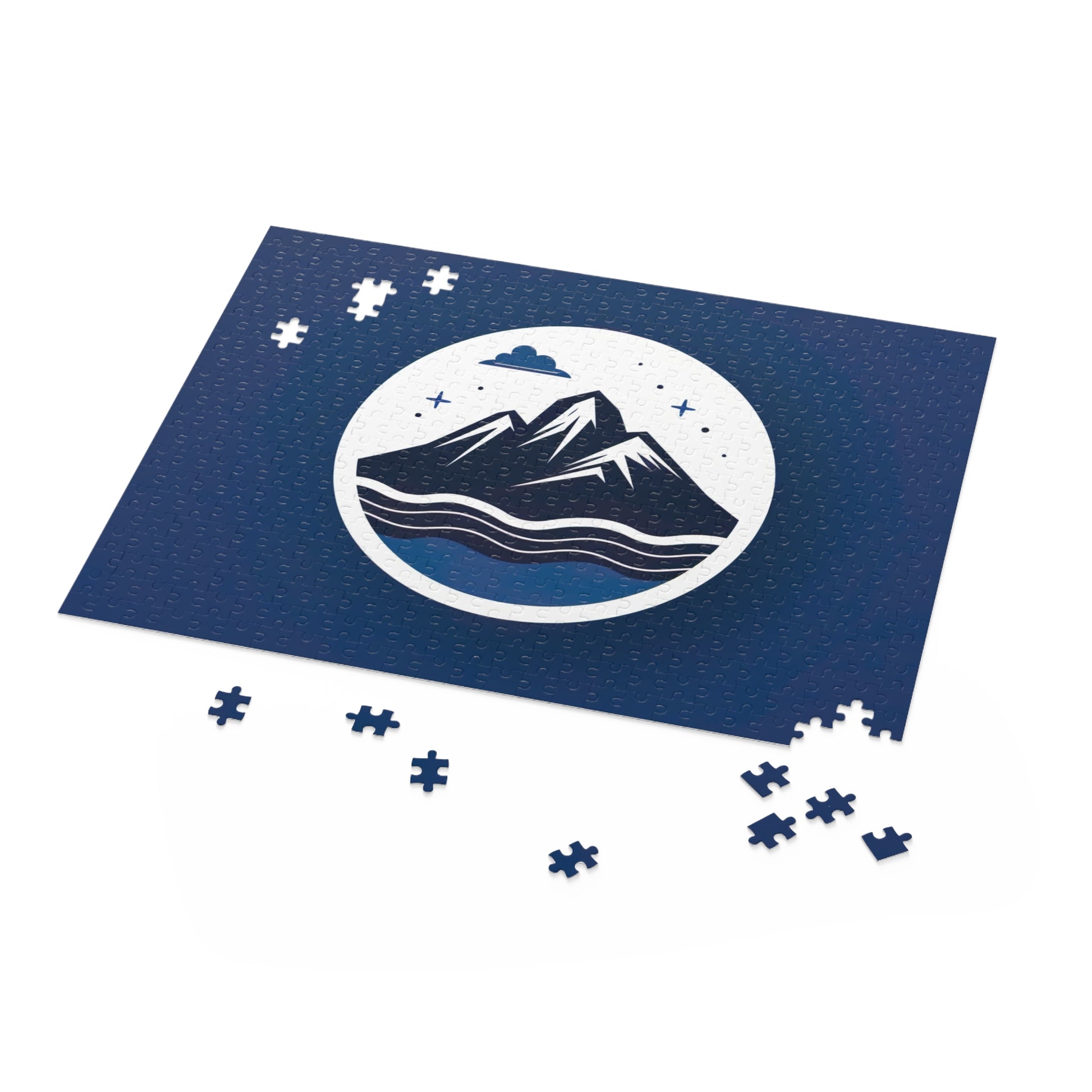 "Mountain Logo Jigsaw Puzzle - Piece together stunning mountain landscape, perfect challenge for puzzle enthusiasts and nature lovers"