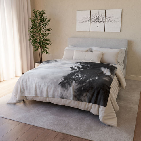 Tribal Warrior Made of Smoke — Plush Fleece Throw Blanket — Product Detail View 9
