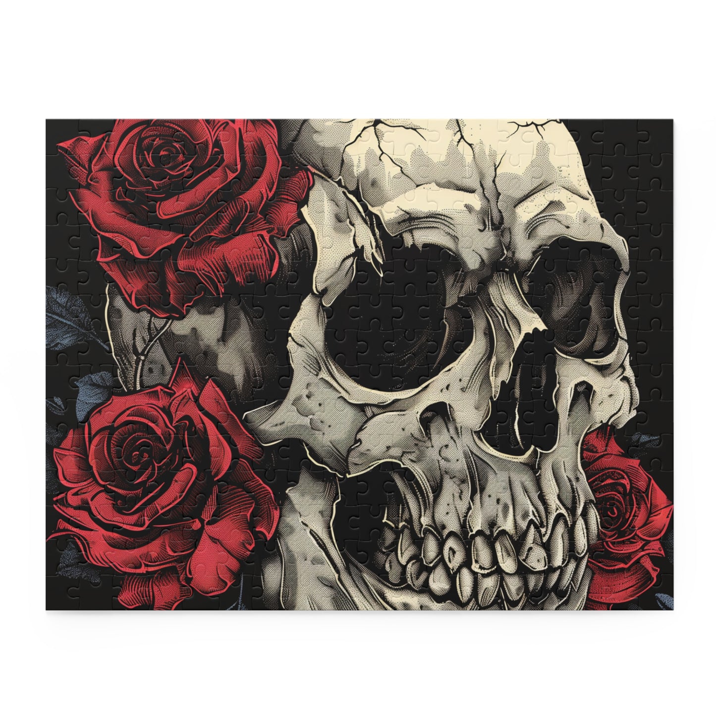 Hauntingly beautiful Skull and Roses jigsaw puzzle, perfect for the inner goth in you.