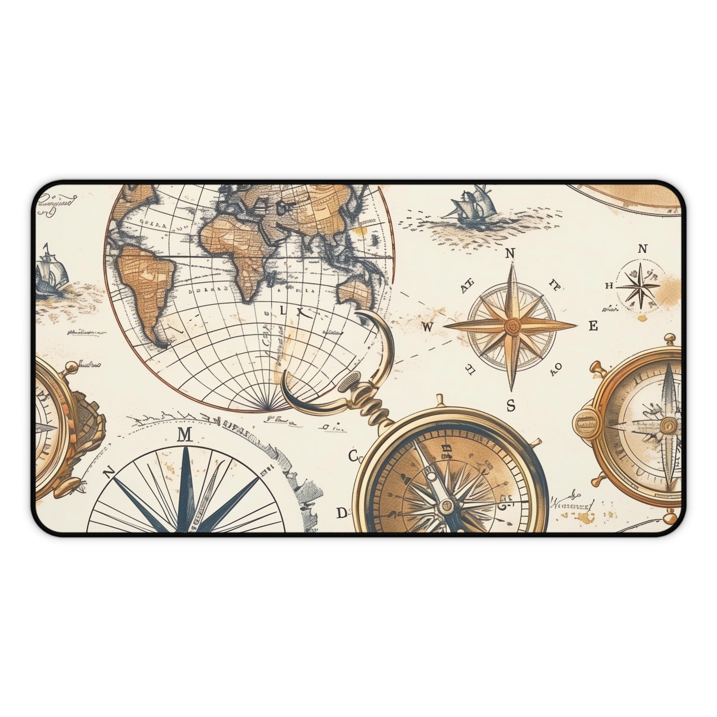 "Vintage Maps Desk Mat - Add style to workspace with authentic vintage map pattern"