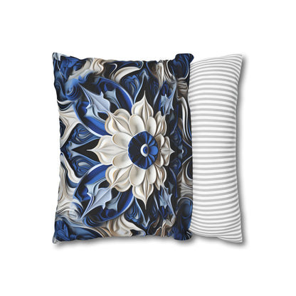 "Porcelain Dream Pillowcase - Elegant and serene design in blues and dark hues, perfect for all seasons. High-quality, stylish, and makes a great gift. Shop now!"