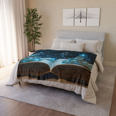 Book Pages Turning into Constellations Plush Fleece Throw Blanket