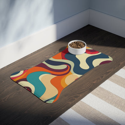 Retro Waves Pet Feeding Mat: Vibrant, Stylish & Functional