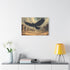 Giant Raven Flying over Desert Ruins Stretched Canvas Wall Art