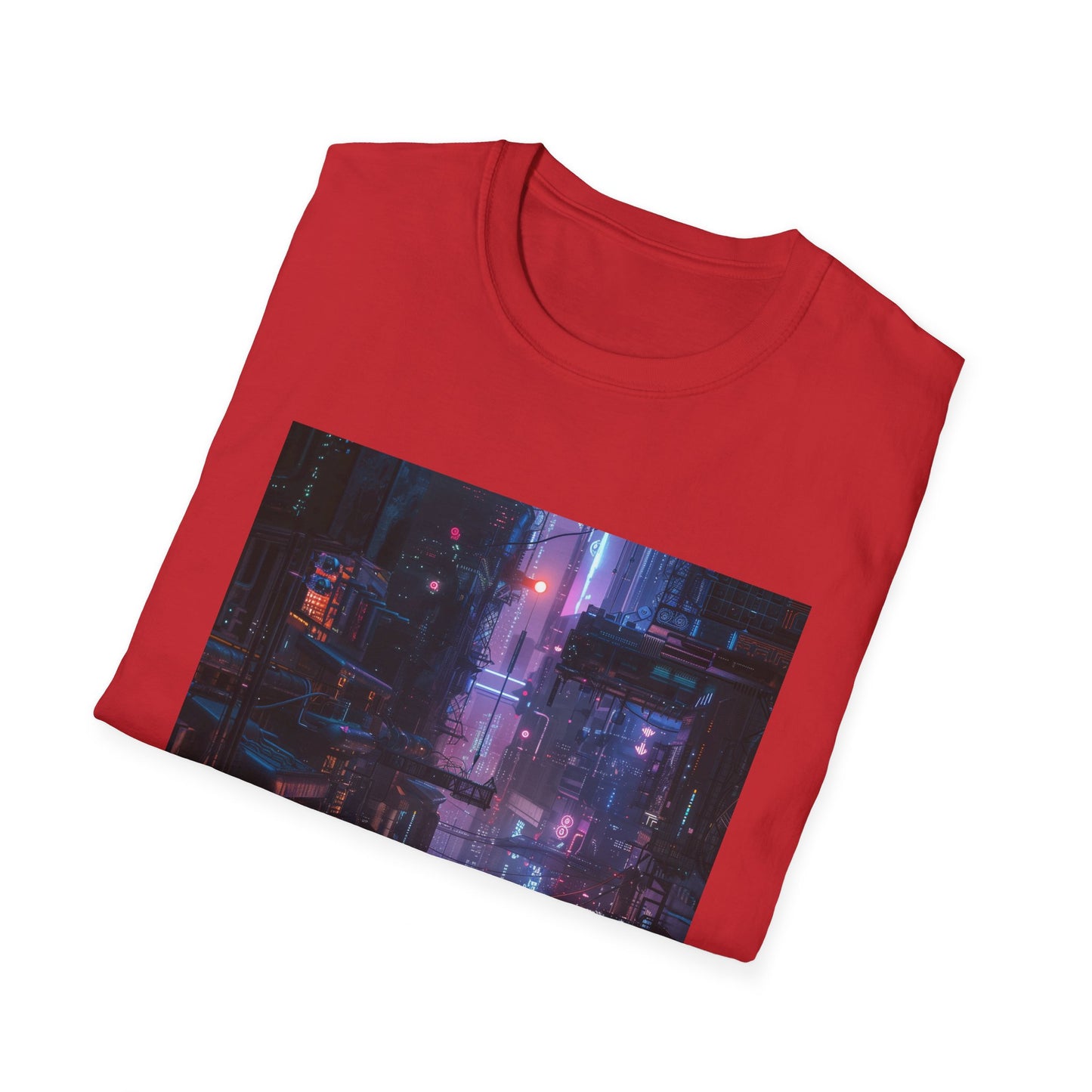 Glitch City: Cyberpunk Neon Landscape T-Shirt