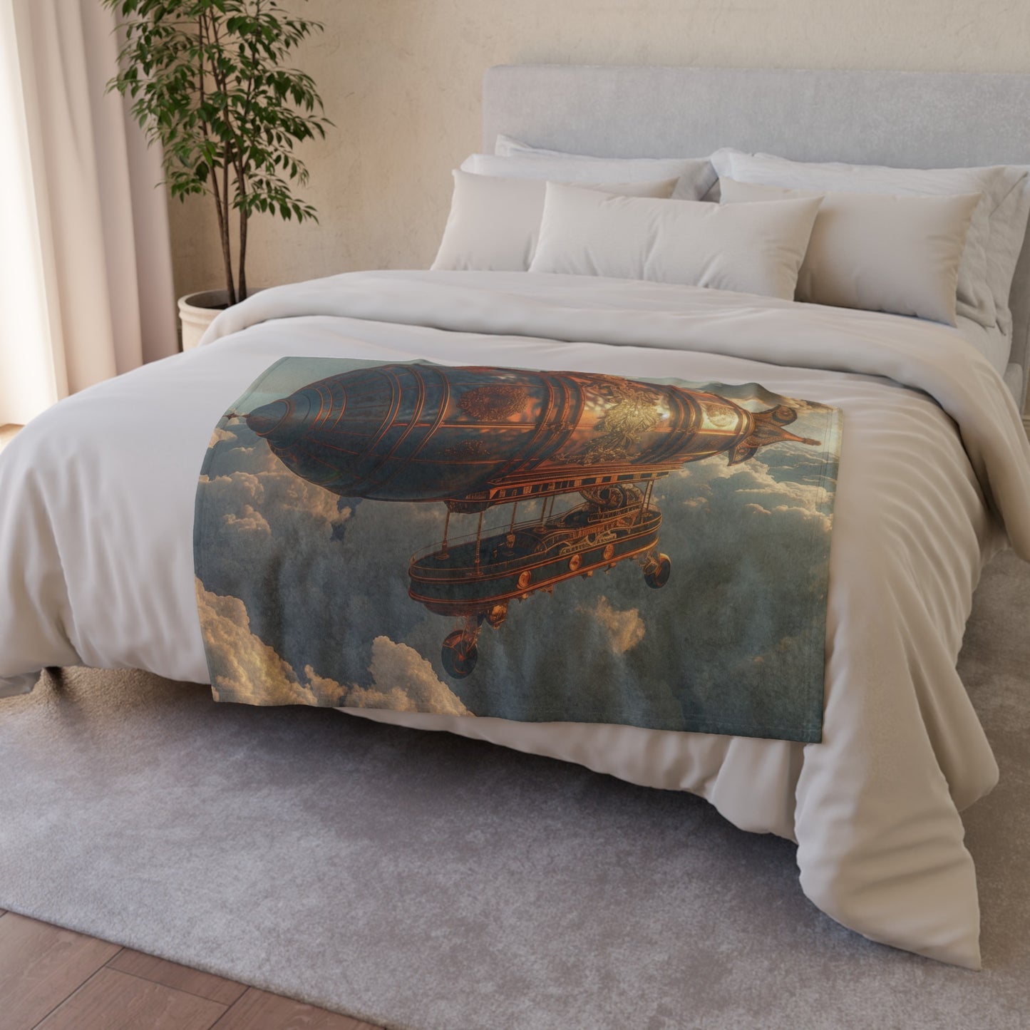 this blanket is sure to transport you to a world of steampunk wonders.