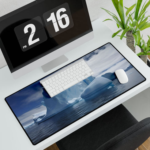 Antarctica Ice — XL & XXL Desk Mat — 3mm Non-Slip Natural Rubber Base Detail