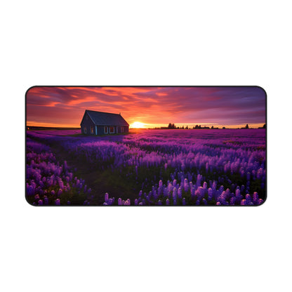 "Transform your workspace with Dutch floral fields desk mat, vibrant flowers design"