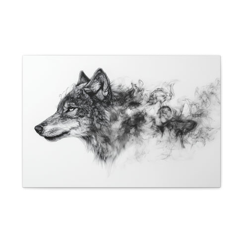 Ink Wolf Morphing into Smoke — Canvas Wall Art — Front Gallery-Wrapped Canvas View