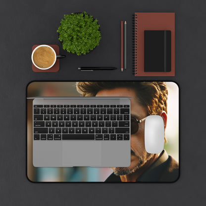 RDJ Sunglasses Desk Mat - Stylish workspace accessory inspired by Robert Downey Jr.'s iconic sunglasses. Perfect for channeling your inner Tony Stark.