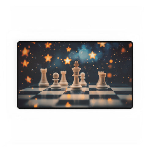 Skybound Chessboard with Star Pieces — XL & XXL Desk Mat — Gaming & Workspace Desk Setup View