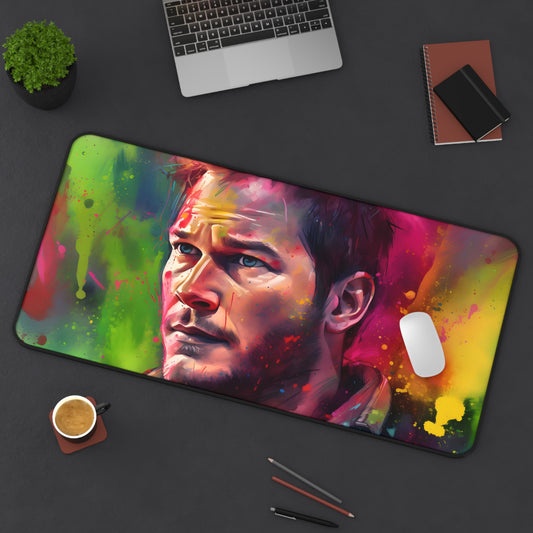 Neon Chris Pratt Desk Mat | Desk Mat | Accessories, Back-to-School, Desk, Fall Bestsellers, Home & Living, Mouse pad, Mouse Pads, Mousepad, Seasonal Picks, Stationery, TikTok | Prints with Passion