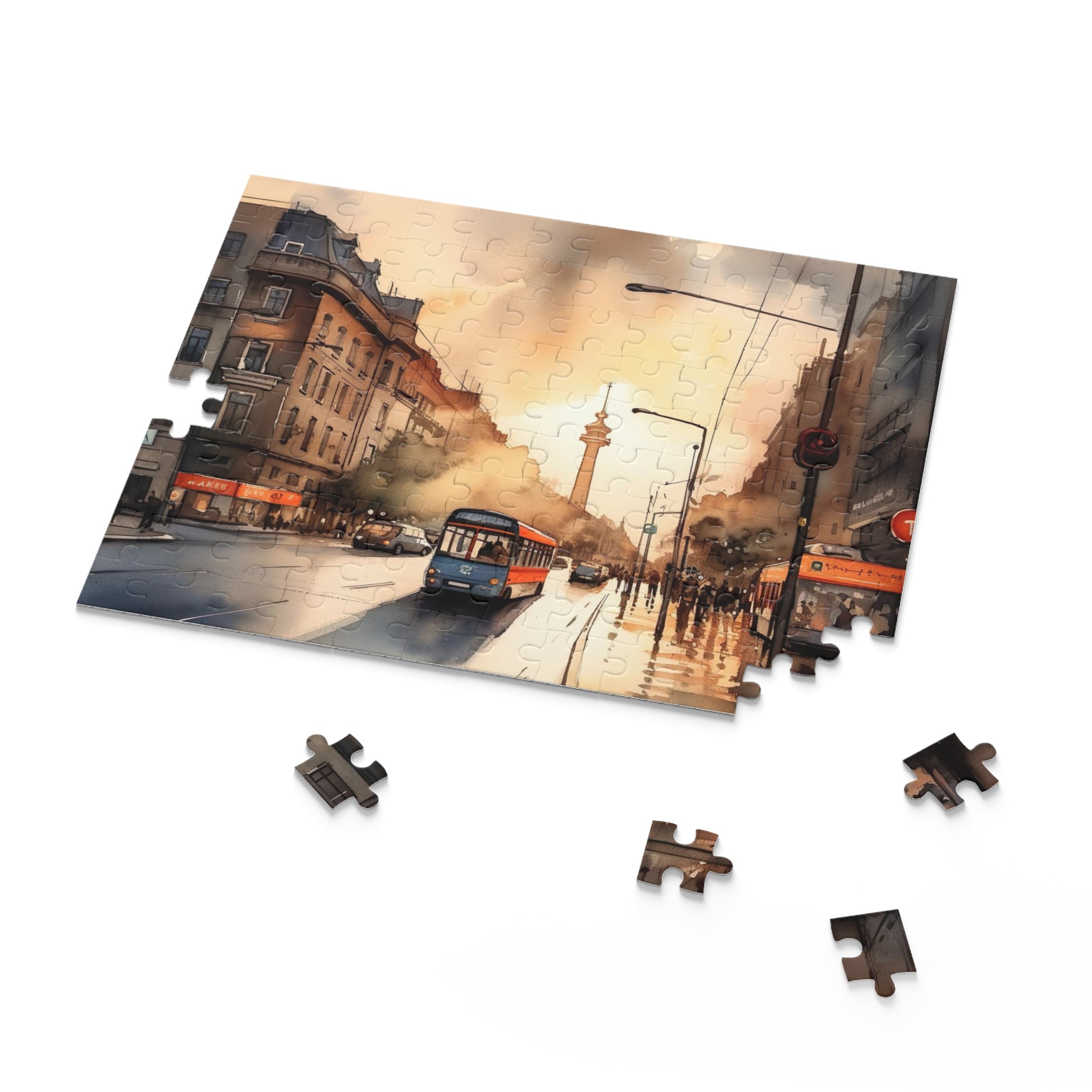 "Berlin Sunset jigsaw puzzle - vibrant skyline silhouetted against colorful sky, perfect for puzzlers"