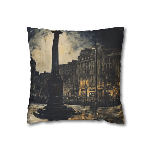 Trafalgar Square London Rainy Evening — 40×40 Cushion Cover — Front 40×40 cm Square Cushion View